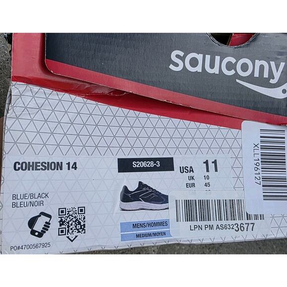 Saucony Cohesion 14 S20628-3 Blue Black Running Shoes Sneakers Men Size 11